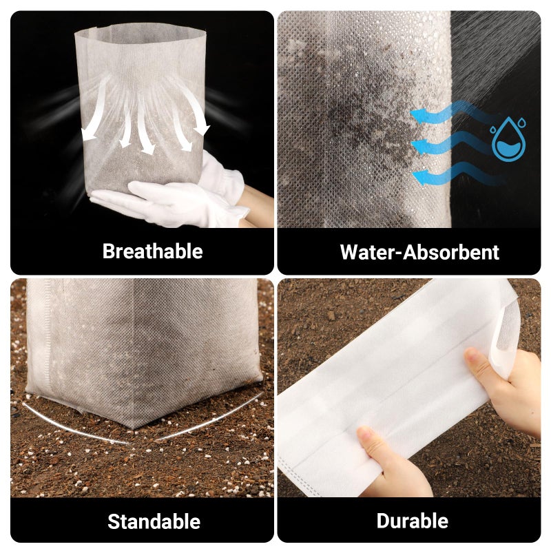 ENPOINT Nursing Growing Pouch, 100pcs 11 x 11.8 in Plant Non-Woven Nursery Bags Large, Fabric Seedling Plant Grow Bags, Seed Starting Planting Growing for Home Garden Supply - Image 3